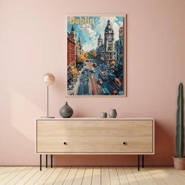 Dublin Cityscape Vibrant Architecture Travel Poster