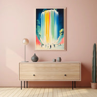 Serene Waterfall Poster Colorful Minimalist Wall Art