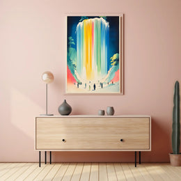 Serene Waterfall Poster Colorful Minimalist Wall Art