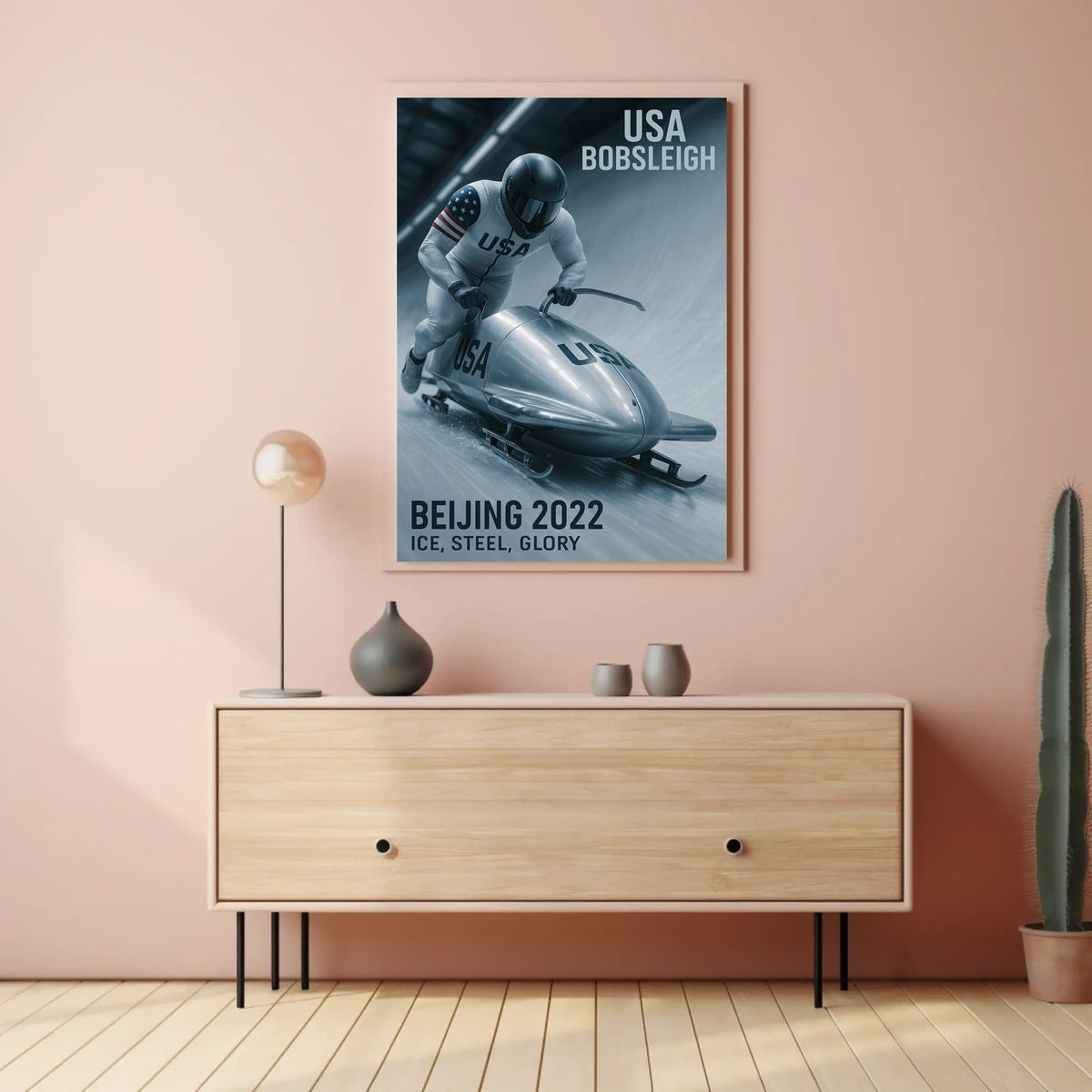 Beijing 2022 USA Bobsleigh Poster