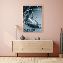 Beijing 2022 USA Bobsleigh Poster
