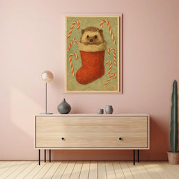 Holiday Hedgehog in a Stocking Poster