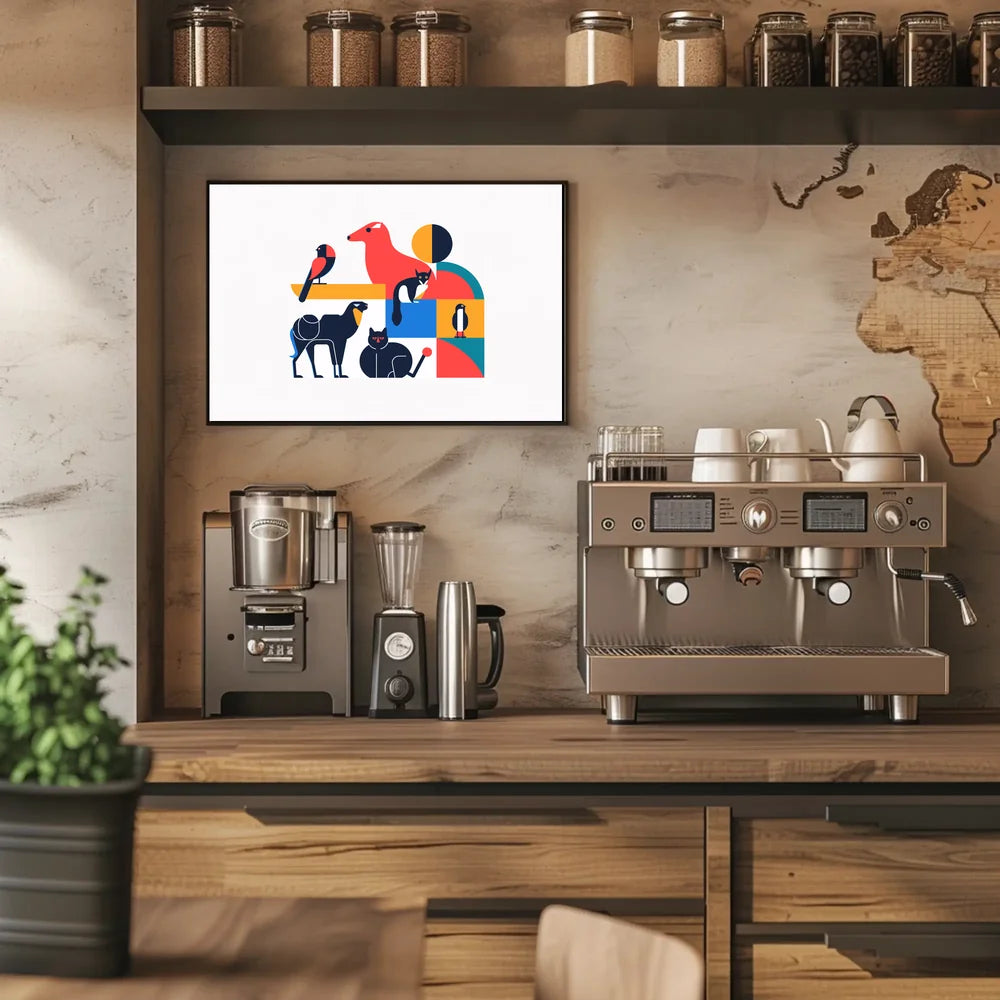Stylized Geometric Animal Art Poster for Walls