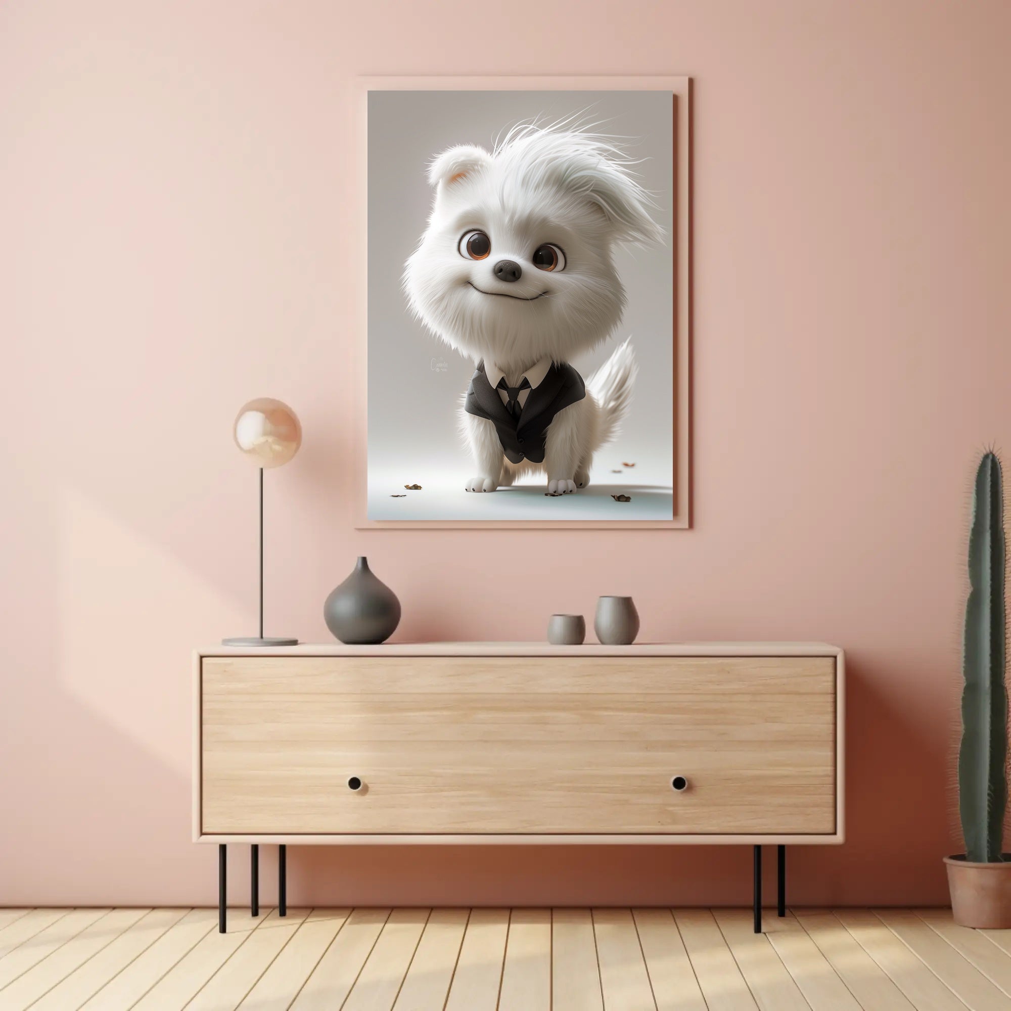 Cute Cartoon Dog in Suit Animal Poster PosterGoat