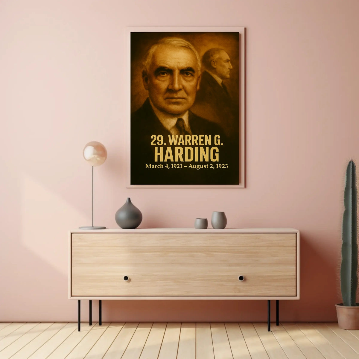 Warren G Harding Presidential Poster Vintage Analog Film Aesthetic Portrait Wall Art Historical Print