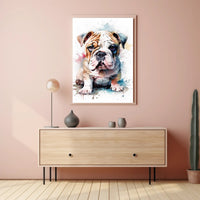 Bulldog Watercolor Portrait Poster Wall Art