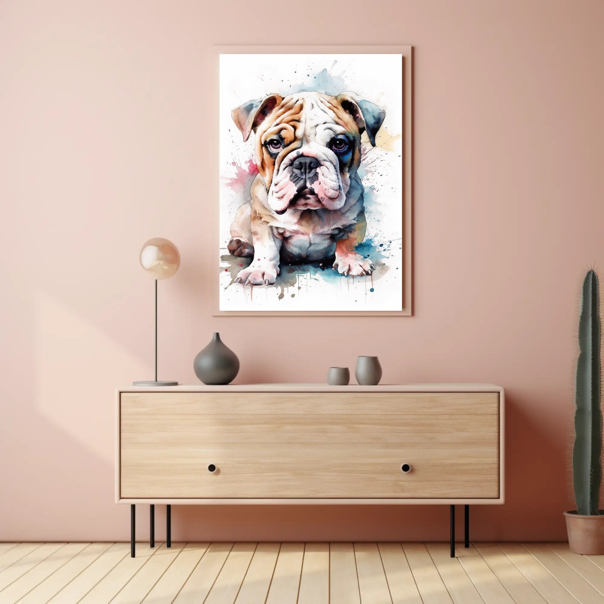 Bulldog Watercolor Portrait Poster Wall Art
