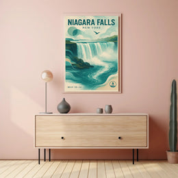Niagara Falls New York Scenic Poster Vintage Wall Art