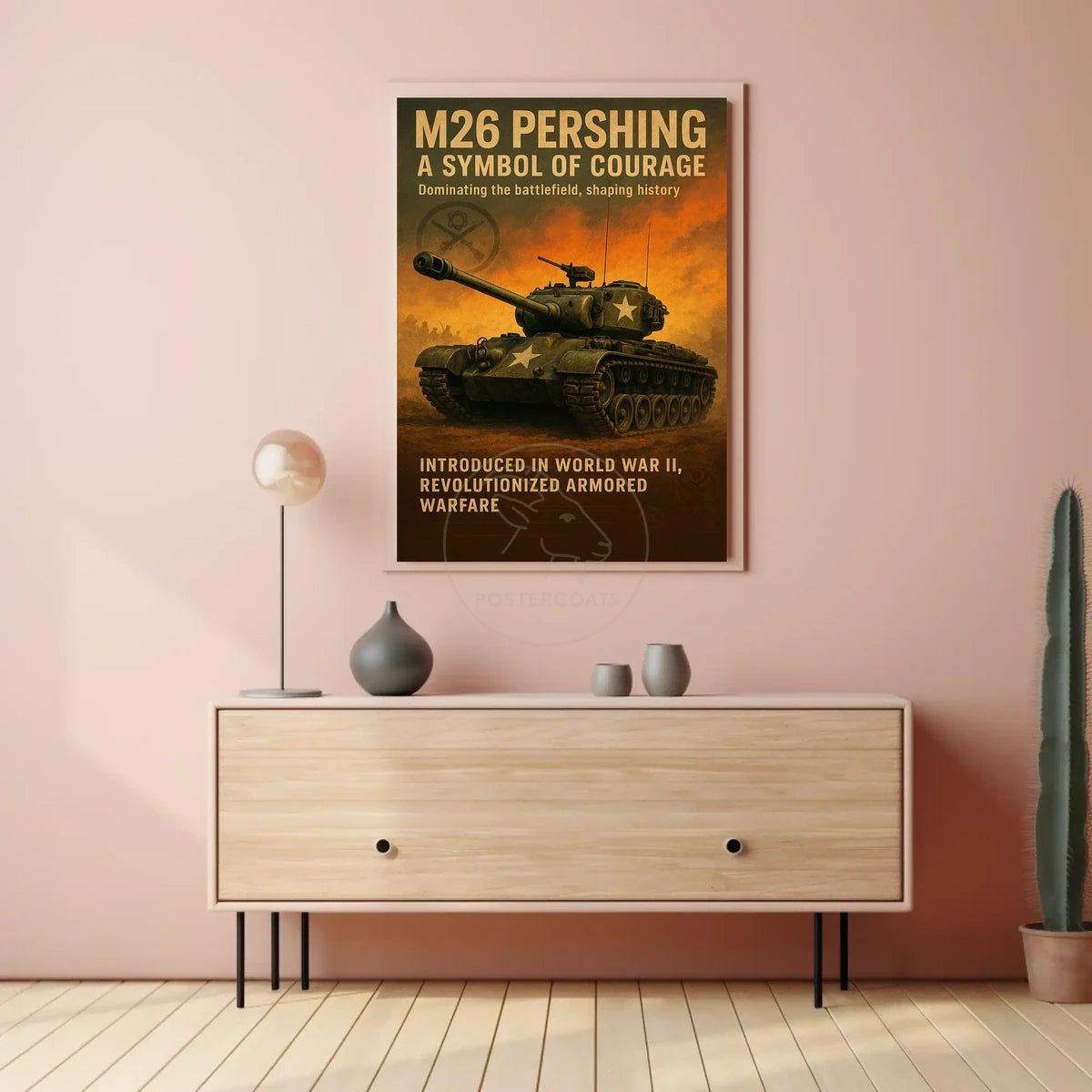 M26 Pershing Tank WWII Vintage Poster