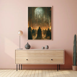 Mysterious Gothic Cathedral Ritual Art Poster PosterGoat