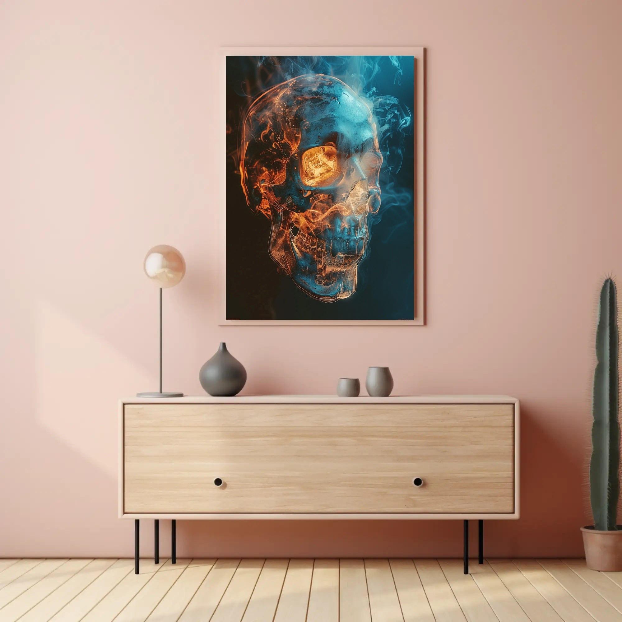 Fiery Skull Art Poster PosterGoat