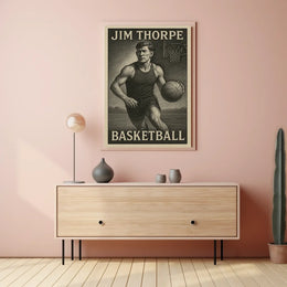 Jim Thorpe Basketball Heritage Art Poster