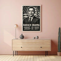 Barack Obama 44th President of the United States B & W Comic Sketch Poster