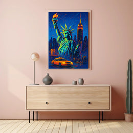 New York Nightlife City Lights Poster Pop Art Wall Art