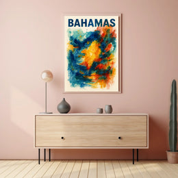Vibrant Bahamas Tropical Sunset Wanderlust Poster
