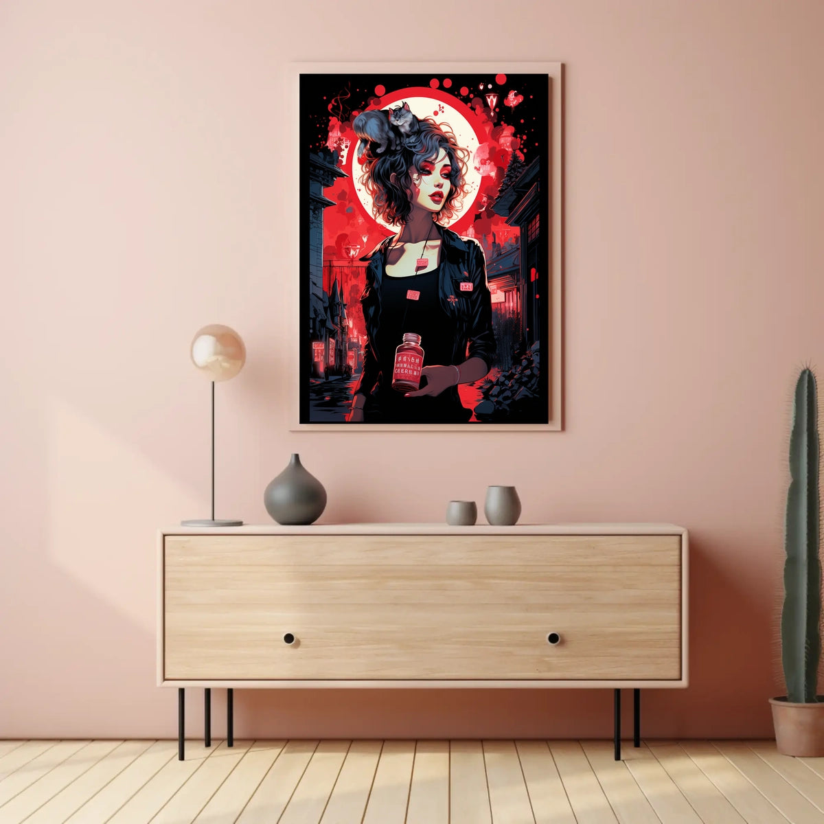 Urban Fantasy Noir Poster: Woman and Cat