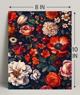 Floral Symphony Against Darkness: Artistic Poster