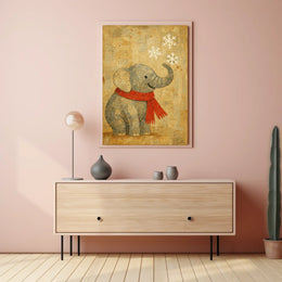 Winter Elephant Delight Poster