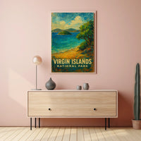 Virgin Islands National Park Scenic Caribbean Coastal Landscape Travel Adventure Poster