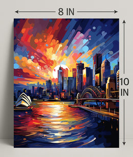 Vivid Cityscape At Sunset Poster