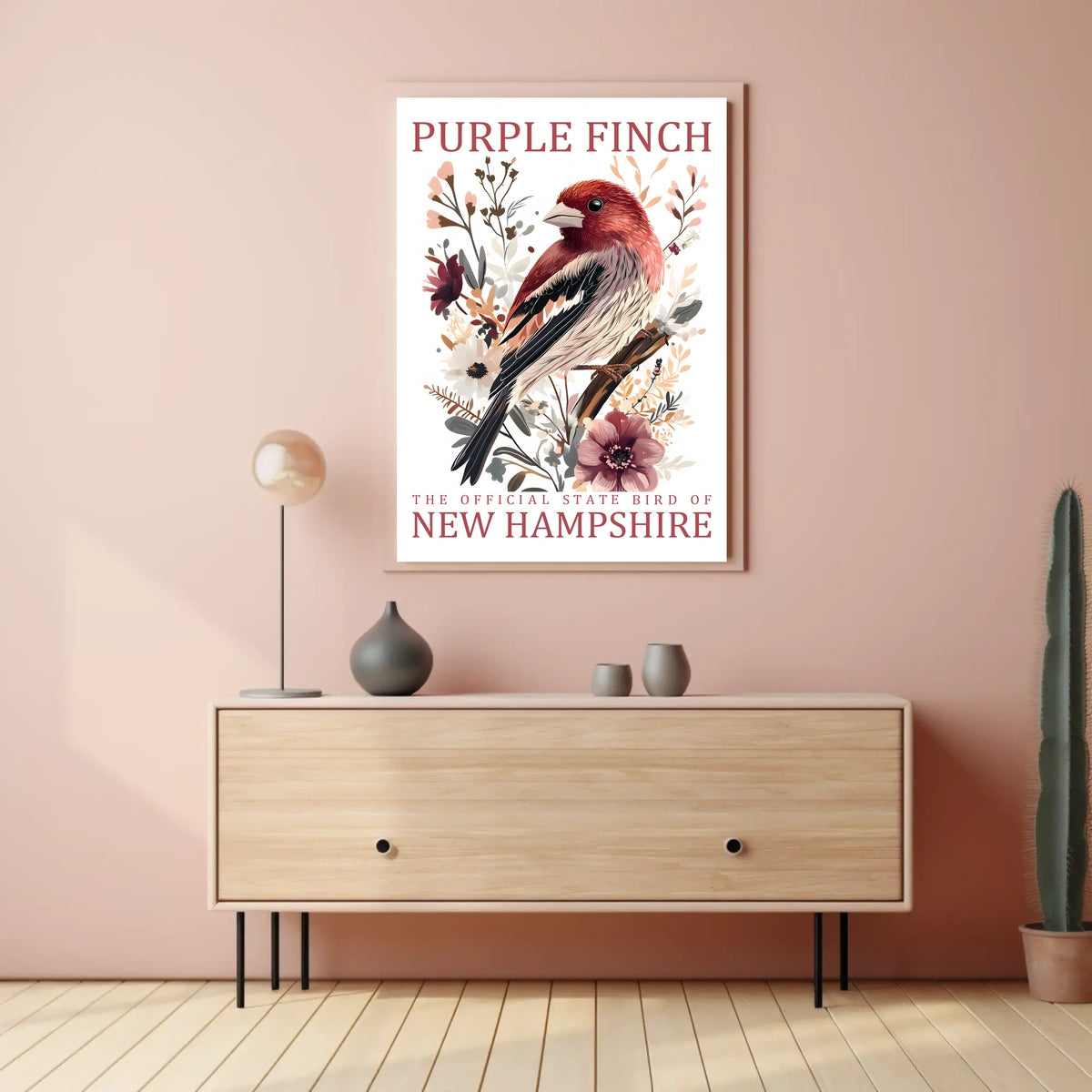 Purple Finch State Bird Art Poster Print