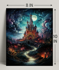 Enchanted Castle Under The Moonlit Sky Poster