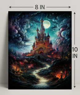 Enchanted Castle Under The Moonlit Sky Poster