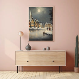 Winter Village Scene Poster