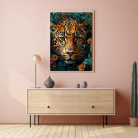 Leopard's Tranquil Gaze: Photorealistic Animal Poster