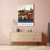 Stockholm Cityscape with Classic European Architecture Travel Poster
