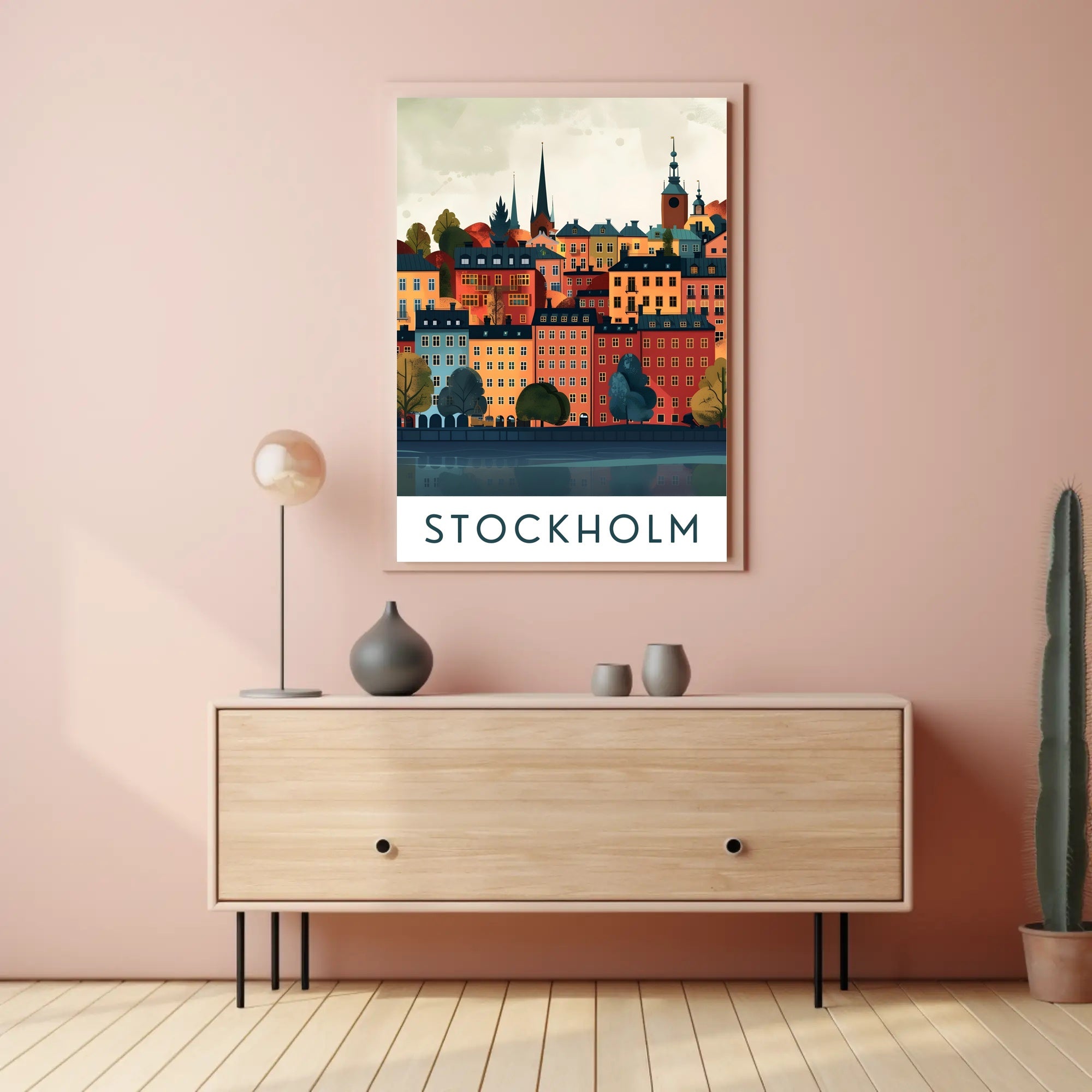 Stockholm Cityscape with Classic European Architecture Travel Poster