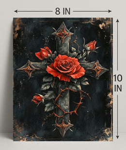 Roses And Cross Poster