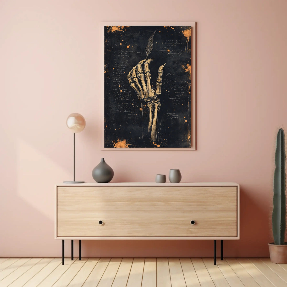 Skeleton Hand with Quill Art Artistic or Pop Culture Poster