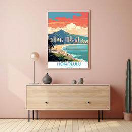Honolulu Coastal Cityscape Art: Urban or Cityscape Poster