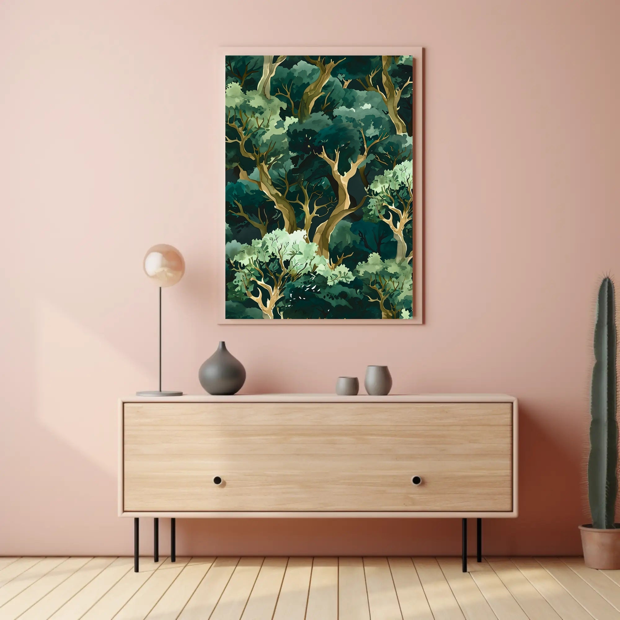 Lush Green Forest Abstract Artistic Poster