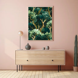 Lush Green Forest Abstract Artistic Poster