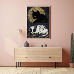 Mystical Cats Moonlight Fantasy or Mythology Poster PosterGoat