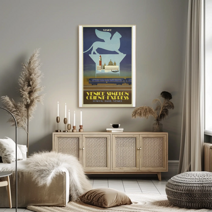 Venice Orient Express Lion Basilica Skyline Travel Poster