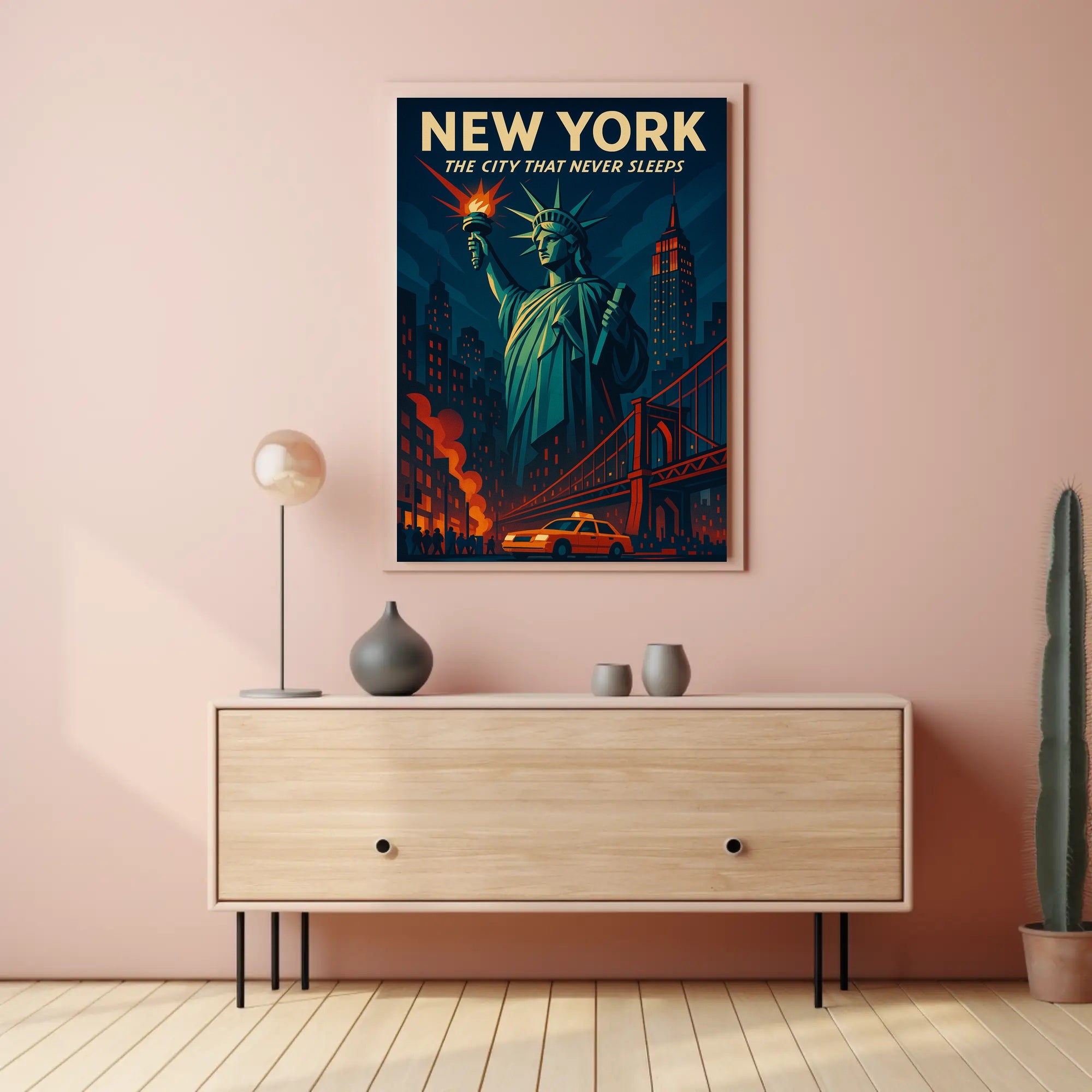 New York Skyline Vintage Travel Poster