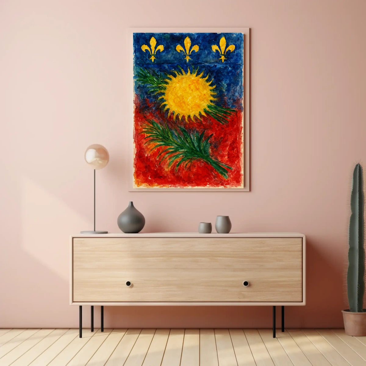 Vibrant Heraldic Sunburst Poster