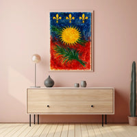 Vibrant Heraldic Sunburst Poster