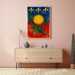 Vibrant Heraldic Sunburst Poster