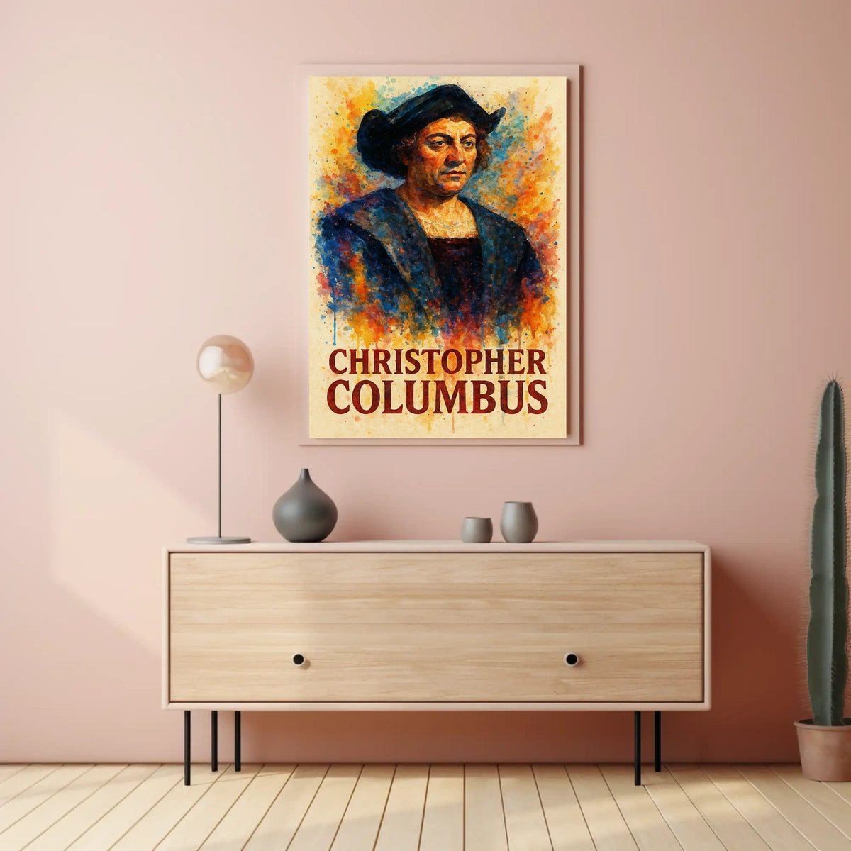 Christopher Columbus Watercolor Exploration Art Poster