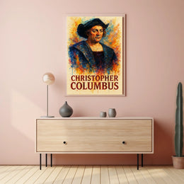 Christopher Columbus Watercolor Exploration Art Poster