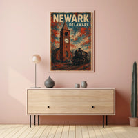 Newark Clock Tower Travel Art Deco Poster