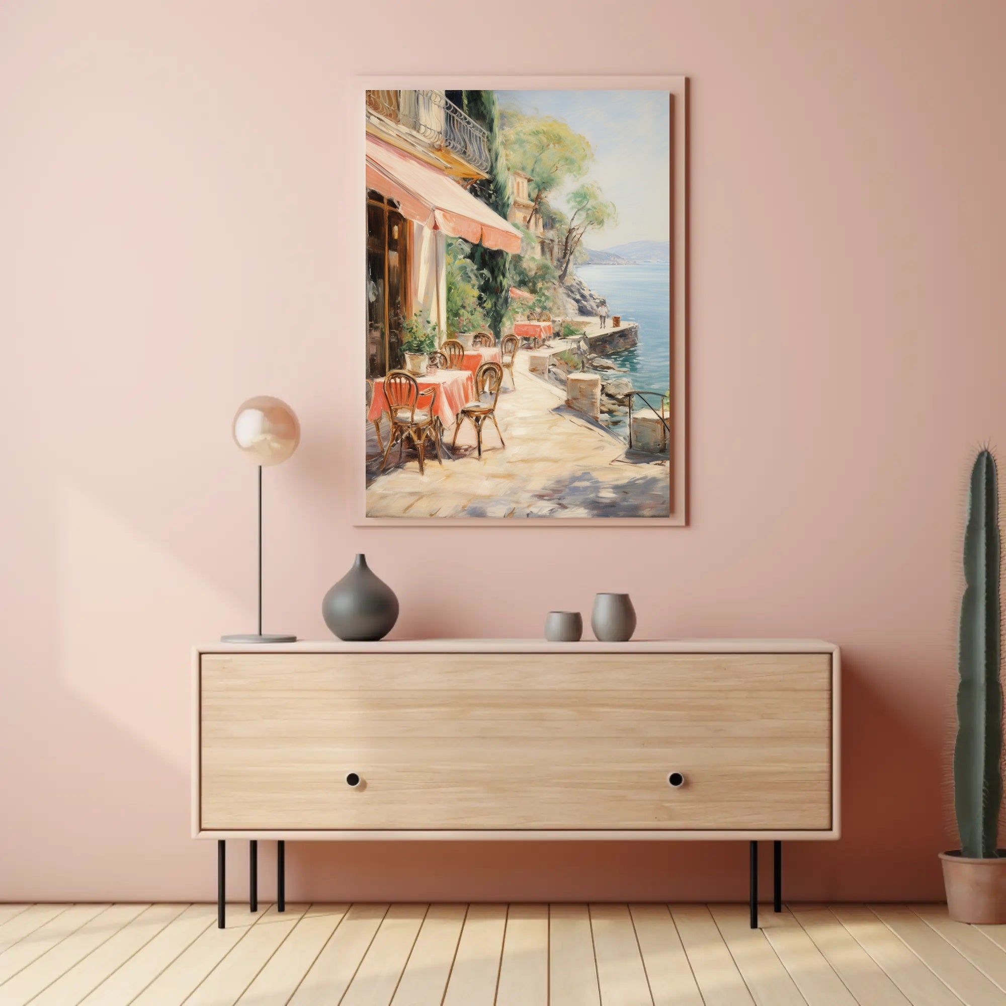 Seaside Café Serenity Poster