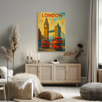 London Red Bus Big Ben Travel Poster