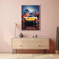 Sleek Orange Sports Car Adventure Abstract, Artistic, or Pop Culture Poster