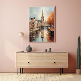 Impressionistic European Canal Scene with Historic Architecture - Urban or Cityscape Poster