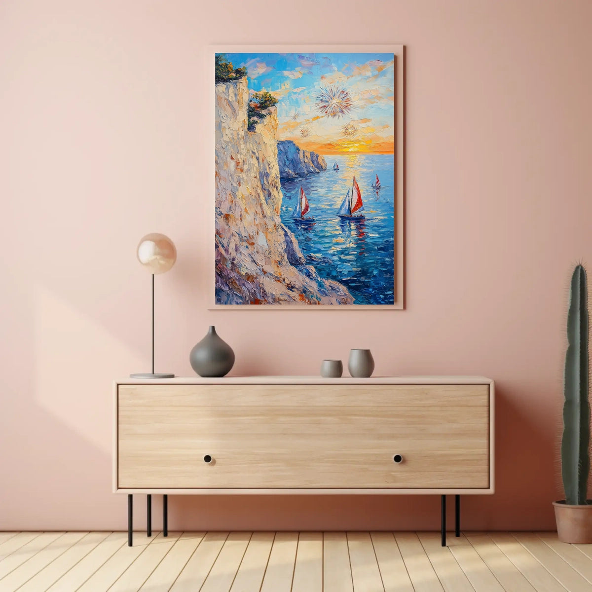 pixelmotion copyai 35099 Thick oil impasto painting of a coastal cl 5e7818ef ccf4ef9bde5b64623829Poster
